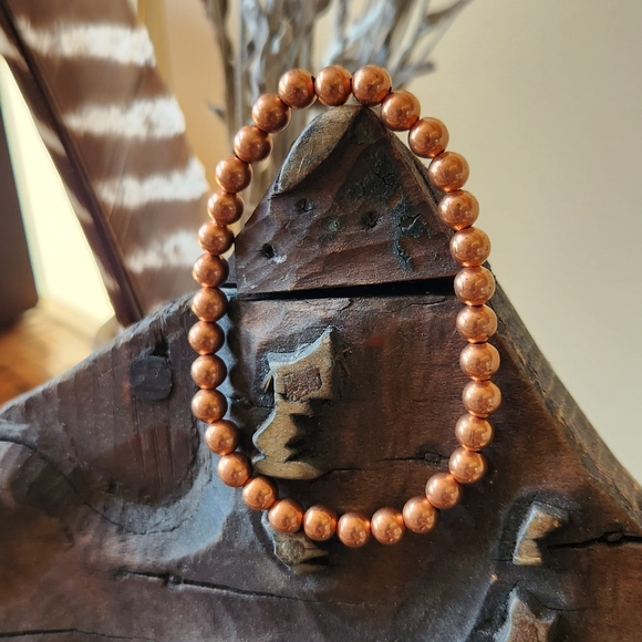 Bohemian Copper beaded stretch healing bracelet. Sizes 6.5 -7.5 - Picture 6 of 13